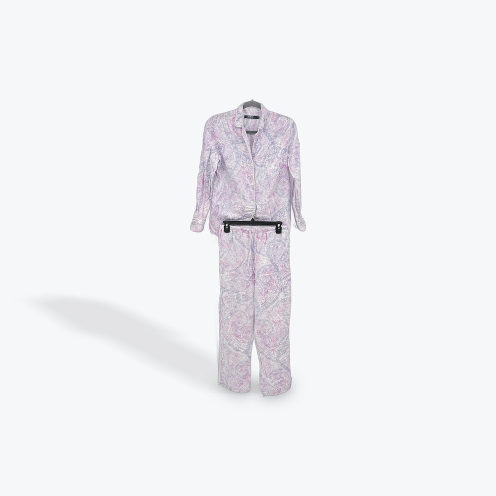 Lauren Ralph Lauren Paisley Pajama Set Women's Size S Long Sleeve Button Up Pant